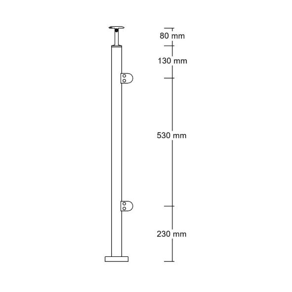 Zábradlí nerez - sloupek s bočním kotvením